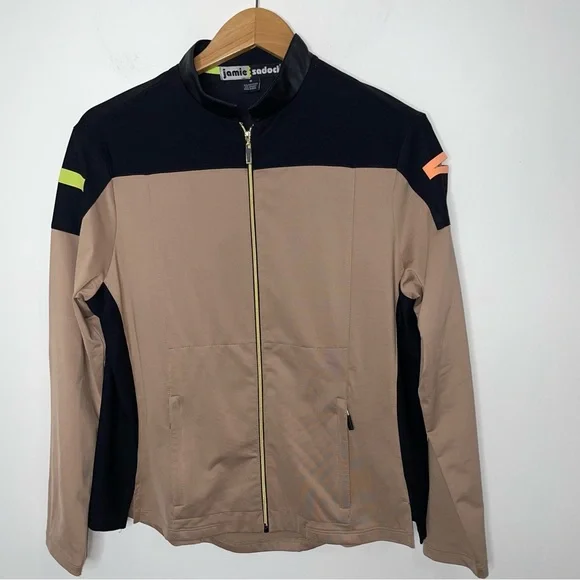 Jamie Sadock Black/Tan Full Zip Stretch Golf Athletic Jacket Women's Size M - Picture 2 of 13